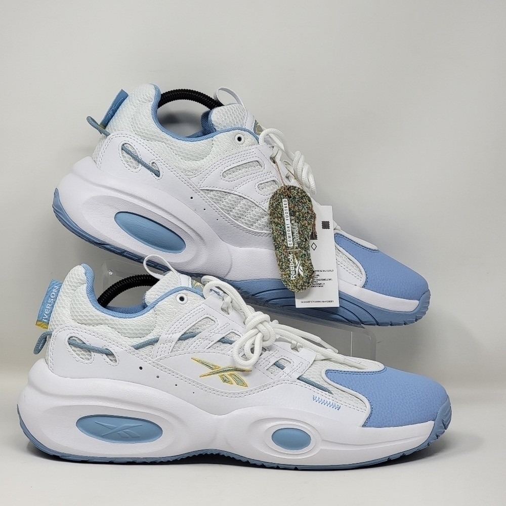 Reebok Solution Nuggets White Fluid Blue Toxic Basketball Shoe Mens Size 7.5 New